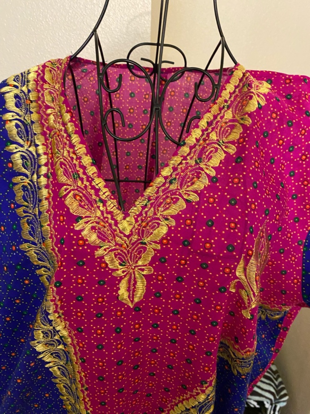 Embroidered Two-Tone Maxi Kaftan - Pink & purple - Picture 2 of 8